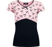 Rock Rebel by EMP Damen schwarz/pinkes T-Shirt mit Print und Schleife am Dekolleté XXL