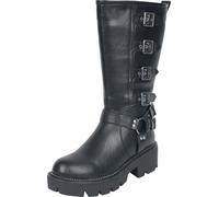 Rock Rebel by EMP Damen Schwarze High Boots mit Reißverschluss und Schnürung EU38