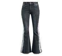 Rock Rebel by EMP Damen Schwarze Jeans mit Leichter Waschung und Boot-Cut W29L32