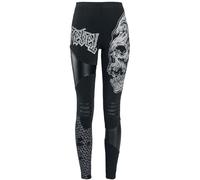 Rock Rebel by EMP Rockige Leggings mit Prints, Cut-Outs und Kunstledereinsätzen Leggings schwarz weiß in L