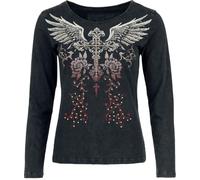Rock Rebel by EMP Damen schwarzes Langarmshirt mit großem Frontprint und Schnürung am Rücken L
