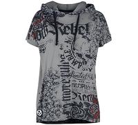 Rock Rebel by EMP Lässig geschnittenes T-Shirt mit Prints und Kapuze T-Shirt grau in M