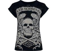 Rock Rebel by EMP Damen schwarzes T-Shirt mit Skullprint und Cut-Outs S