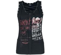 Rock Rebel by EMP Damen schwarzes Top mit rockigem Print und Schnürung M