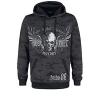 Rock Rebel by EMP Herren dunkelgrauer Hoodie mit Allover-Camouflage-Print L