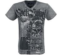 Rock Rebel by EMP Herren graues T-Shirt mit rockigen Allover-Print XL