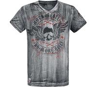 Rock Rebel by EMP Graues T-Shirt mit V-Ausschnitt und Print T-Shirt grau in L