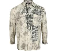 Rock Rebel by EMP Herren sandfarbiges Langarmhemd mit Allover Print und Brusttaschen XXL