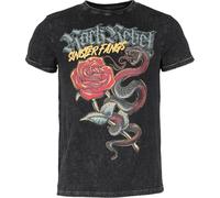 Rock Rebel by EMP Herren schwarzes Washed Look T-Shirt mit Rosen und Schlangen XL