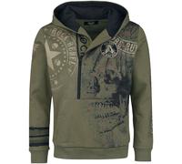 Rock Rebel by EMP Hoody With Skull Prints Kapuzenpullover oliv in XXL