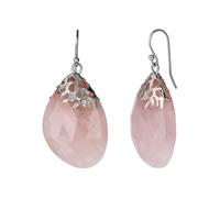 Rock Rebel Design-Ohrhänger, Edelstein, Silber 925, rhodiniert x x Rosenquarz