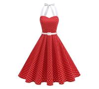 Rockabilly Damen Retro Rockabilly Elegant Kleid Ärmellos Rückenfrei Polka Dot Trapez Hochzeit Cocktail Abend Party Zeremonie Lässig Knielang Midi Sommer Swing Festlich Partykleid S-2XL