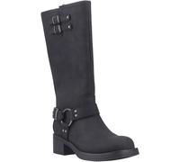 Rocket Dog Nash Kunstleder Damen schwarze kniehohe Stiefel mit Absatz EU 38 / UK 5