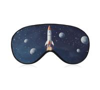 Rocket in Space Schlafmaske, lichtblockierende Augenmaske, bequem und weich, Augenabdeckung mit Gummiband, geeignet für Männer und Frauen, geeignet für Reisen/Schlafen