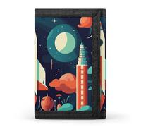 Rocket in Space Trifold Wallet Credit Card Purse Portable Outdoor Sports Wallets Pocket Coin Wallet with ID Window for Men Women, style, One Size, Stil:, Einheitsgröße
