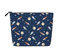 Rocket in Space Wasserdichte große Kapazität mit Reißverschluss Reise Geschäftsreise Zuhause Multifunktionale Make-up-Tasche Aufbewahrungstasche Münzbörse, Schwarz , Einheitsgröße
