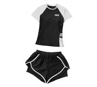 rockible Damen Badeanzug Surfing Neoprenanzug Kurzarm Bikini Sommer Schwimmoberteil und Shorts für Reisen Spa Strandparty Schwimmbad, weiß schwarz, m