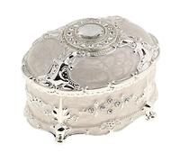 rockible Luxuriöse Vintage Schmuckschatulle Aus Metall - Ringkästchen, Schmuckkästchen, Weihnachts Oder Geburtstagsgeschenk, Weiß