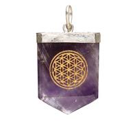 ROCKING GIFTS Amethyst-Anhänger „Blume des Lebens“ (2 x 3 cm), Messing, heilende Eigenschaften, Meditation, spirituelles Energiegeschenk, Talisman