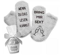 Rocking Socks Sekt Socken als lustiges Geschenk für Adventskalender für Frauen Flauschige Socken Wenn du das lesen kannst