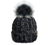 RockJock R80 Damen-Mütze aus weichem Chenille mit wärmendem Teddy-Fleece und abnehmbarem Kunstpelzbommel