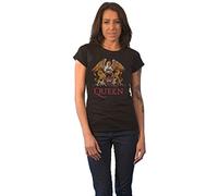 Rockoff Trade Damen Queen Classic Crest T-Shirt, Schwarz (Black Black), 36 (Herstellergröße: Medium)