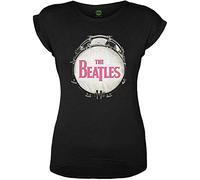 Rockoff Trade Damen T-Shirt The Beatles Blkl Drum Fuchsia Glitter Gr. Large, Schwarz