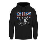 Rockoff Trade Queen Herren Pullover Pulli Hoodie Band Merchandise Merch Fanartikel Vintage Union Jack Schwarz (M)
