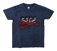 Rockoff Trade The Beatles Herren T-Shirt mit Gitarre und Flagge, Snow Wash Gr. XXL, blau