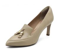 Rockport Damen Total Motion Sheehan Ornament Loafer Pumps, Warmes, beigefarbenes Leder, 7.5 Wide