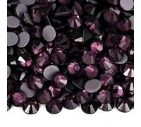 Rockreyoa 1440pcs Hotfix Strasssteine Glas Glitzersteine Kristall Glitzersteine Glas Runde Strasssteine Kleidung-Strasssteine Klar Strasssteine für Diamant Kleidung Schuhe Pinzette Dunkelviolett SS20