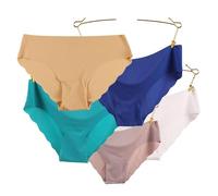 Rockreyoa Damen EIS-Seide Stretch Unterwäsche Unterhosen Nahtlose Unsichtbare Unterwäsche Slips Niedrige Taille Panties Hipster Atmungsaktive Unterhosen Women Sexy Höschen 5 Stück Mischfarbe#2 L