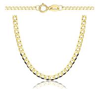 Rodium - Goldkette Herren 585 Echtgold Panzerkette 2.3 mm, 50 cm Länge, Halskette Herren Gold, Kubanische Kette für Männer, Gewicht 4.50g