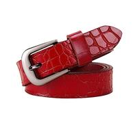 Rodsah Damen-Ledergürtel mit 2,8 cm Dornschließe, vielseitiger Bund für Kleidung,Rot,95cm