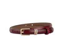 Rodsah Damen-Ledergürtel mit goldener Schnalle, 1,4 cm breit, schlichter, lässiger Ziergürtel für Jeans und Kleider,Rot,100x1.4cm