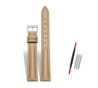 Rodsah Damen-Uhrenarmband aus Leder, 10-22 mm verstellbar, echtes Leder, Ersatzarmband mit Dornschließe,Hellbraun,12mm