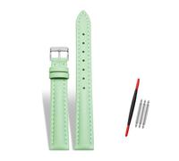 Rodsah Damen-Uhrenarmband aus Leder, 10-22 mm verstellbar, echtes Leder, Ersatzarmband mit Dornschließe,Hellgrün,12mm