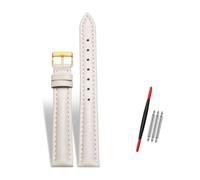 Rodsah Damen-Uhrenarmband aus Leder, 10-22 mm verstellbar, echtes Leder, Ersatzarmband mit Dornschließe,Beige,16mm