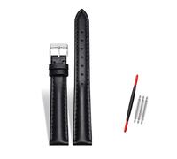 Rodsah Damen-Uhrenarmband aus Leder, 10-22 mm verstellbar, echtes Leder, Ersatzarmband mit Dornschließe,Schwarz,13mm