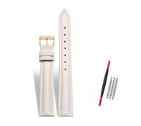 Rodsah Damen-Uhrenarmband aus Leder, 10-22 mm verstellbar, echtes Leder, Ersatzarmband mit Dornschließe,Beige,12mm