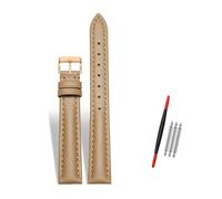 Rodsah Damen-Uhrenarmband aus Leder, 10-22 mm verstellbar, echtes Leder, Ersatzarmband mit Dornschließe,Hellbraun,13mm