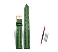 Rodsah Damen-Uhrenarmband aus Leder, 10-22 mm verstellbar, echtes Leder, Ersatzarmband mit Dornschließe,Grün,10mm