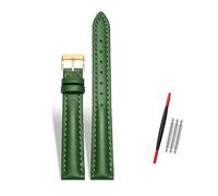 Rodsah Damen-Uhrenarmband aus Leder, 10-22 mm verstellbar, echtes Leder, Ersatzarmband mit Dornschließe,Grün,15mm