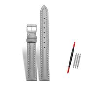 Rodsah Damen-Uhrenarmband aus Leder, 10-22 mm verstellbar, echtes Leder, Ersatzarmband mit Dornschließe,Grau,15mm