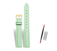Rodsah Damen-Uhrenarmband aus Leder, 10-22 mm verstellbar, echtes Leder, Ersatzarmband mit Dornschließe,Hellgrün,13mm