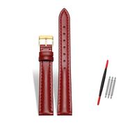 Rodsah Damen-Uhrenarmband aus Leder, 10-22 mm verstellbar, echtes Leder, Ersatzarmband mit Dornschließe,Rot,17mm