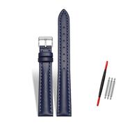 Rodsah Damen-Uhrenarmband aus Leder, 10-22 mm verstellbar, echtes Leder, Ersatzarmband mit Dornschließe,Dunkelblau,22mm