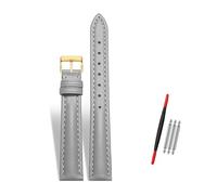Rodsah Damen-Uhrenarmband aus Leder, 10-22 mm verstellbar, echtes Leder, Ersatzarmband mit Dornschließe,Grau,10mm