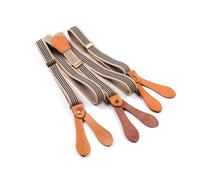 Rodsah Hosenträger für Herren, Hemdhosenträger mit Knopf, feste, verstellbare Hosenträger aus Leder für Herren, 110 cm x 2 cm,Beige,110x2cm