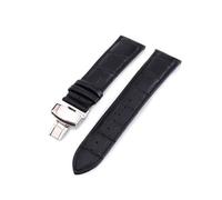 Rodsah Leder Uhrenarmband für Männer Uhrenarmband 18 20 22mm Faltschließe Armband Herrenuhrenzubehör,Schwarz,24mm